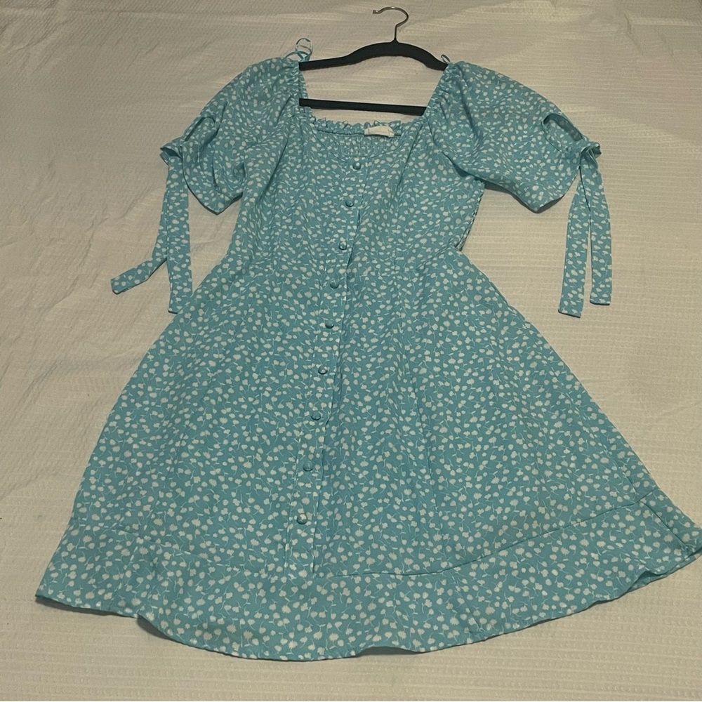 Sienna Sky Blue and White Floral Mini Dress